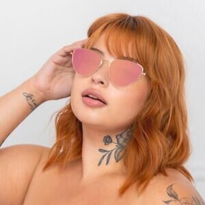 TOPFOXX Women's Rose Gold Felina Transition Cat Eye Aviator Sunglasses